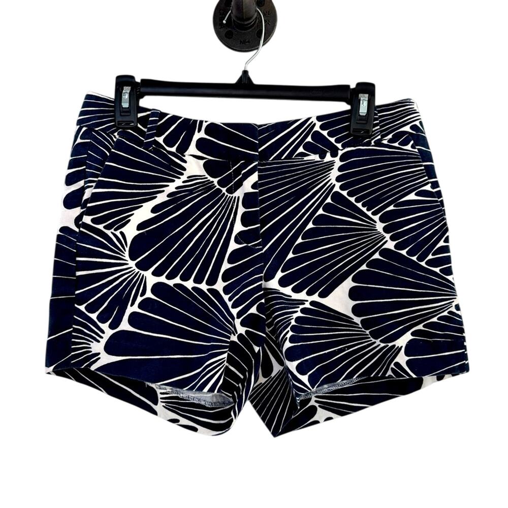 J.Crew Womens Navy Palms Print Shorts Sz 4 Vaca Resort Preppy